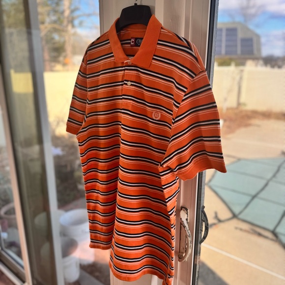 CHAPS By Ralph Lauren Men's XL Orange Blue White Striped Polo Shirt Cotton NWOT - Picture 6 of 10